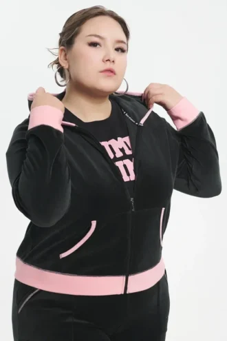 Bawełniana bluza z kapturem Sweetheart Cotton Velour w dużych rozmiarach Bawełniana bluza z kapturem Sweetheart Cotton Velour w dużych rozmiarach