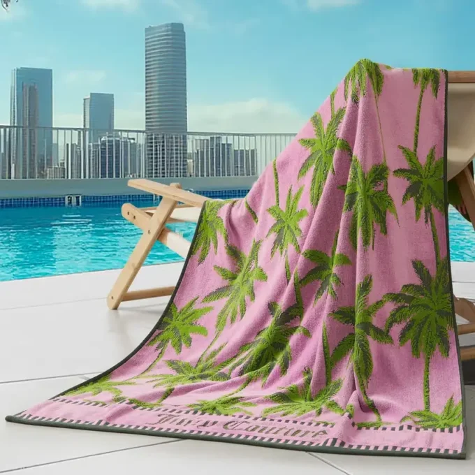 Bawełniany ręcznik plażowy z motywem palm Bawełniany ręcznik plażowy z motywem palm
