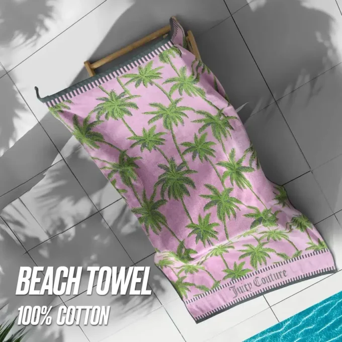 Bawełniany ręcznik plażowy z motywem palm Bawełniany ręcznik plażowy z motywem palm