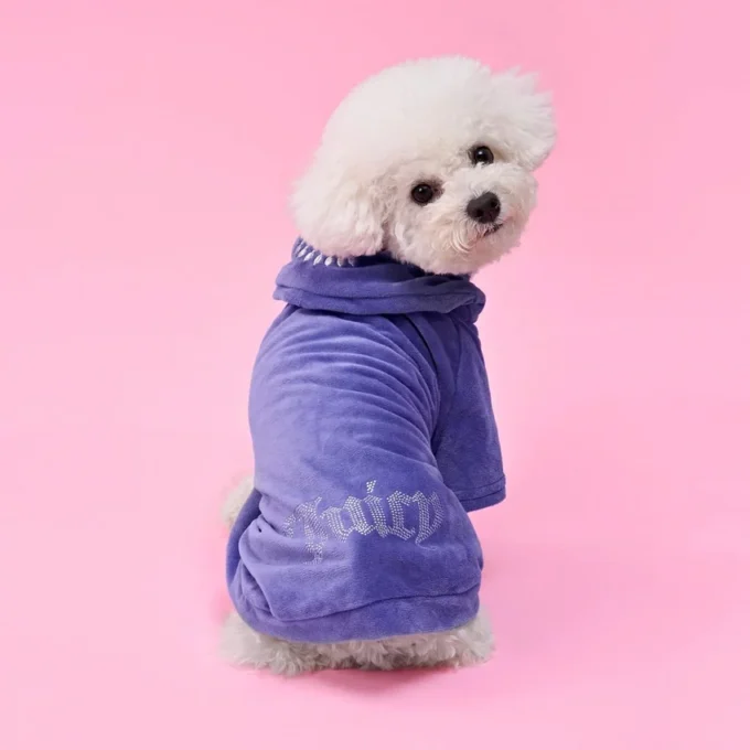 Blingowa welurowa bluza z kapturem dla zwierząt Blingowa welurowa bluza z kapturem dla zwierząt