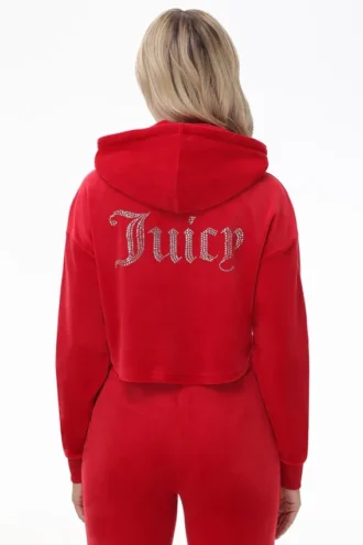 Bluza Big Bling z kapturem z asymetrycznym dołem i dużymi kryształkami Bluza Big Bling z kapturem z asymetrycznym dołem i dużymi kryształkami