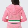 Bluza z kapturem i zamkiem błyskawicznym Heritage Stripe Bling Velour Bluza z kapturem i zamkiem błyskawicznym Heritage Stripe Bling Velour