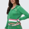 Bluza z kapturem i zamkiem błyskawicznym Heritage Stripe Bling Velour Bluza z kapturem i zamkiem błyskawicznym Heritage Stripe Bling Velour