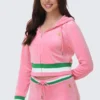 Bluza z kapturem i zamkiem błyskawicznym Heritage Stripe Bling Velour Bluza z kapturem i zamkiem błyskawicznym Heritage Stripe Bling Velour