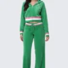Bluza z kapturem i zamkiem błyskawicznym Heritage Stripe Bling Velour Bluza z kapturem i zamkiem błyskawicznym Heritage Stripe Bling Velour