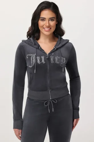 Bluza z kapturem z przodu z mieszanką kryształów Bluza z kapturem z przodu z mieszanką kryształów