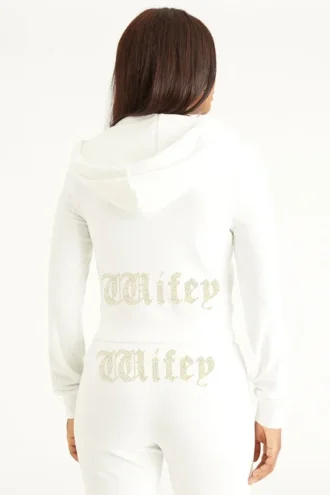 Bluza z kapturem z weluru z dużymi kryształkami Big Bling do personalizacji dla żony Bluza z kapturem z weluru z dużymi kryształkami Big Bling do personalizacji dla żony