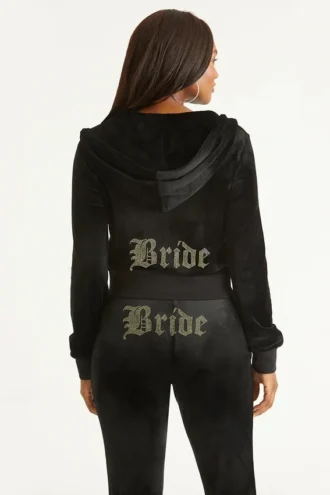 Bluza z kapturem z weluru z dużymi kryształkami Big Bling, którą można spersonalizować Bluza z kapturem z weluru z dużymi kryształkami Big Bling, którą można spersonalizować
