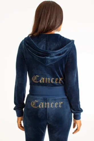 Bluza z kapturem z weluru z logo Big Bling, z możliwością personalizacji dla znaku Raka Bluza z kapturem z weluru z logo Big Bling, z możliwością personalizacji dla znaku Raka