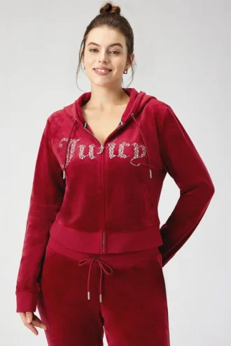 Bluza z kapturem z weluru z mieszanką kryształków w rozmiarze plus size Bluza z kapturem z weluru z mieszanką kryształków w rozmiarze plus size