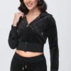 Bluza z kapturem z wytłoczonym welurem Bluza z kapturem z wytłoczonym welurem