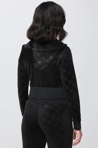 Bluza z kapturem z wytłoczonym welurem Bluza z kapturem z wytłoczonym welurem