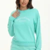 Bluza z okrągłym dekoltem z francuskiej dzianiny frotte z haftem Bluza z okrągłym dekoltem z francuskiej dzianiny frotte z haftem