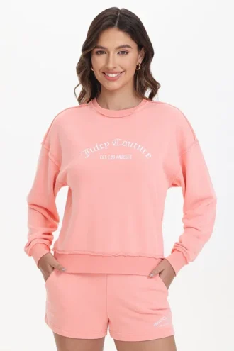 Bluza z okrągłym dekoltem z francuskiej dzianiny frotte z haftem