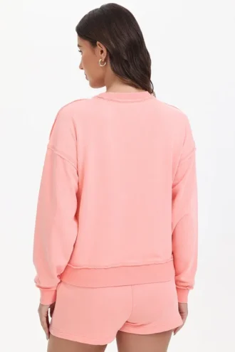 Bluza z okrągłym dekoltem z francuskiej dzianiny frotte z haftem
