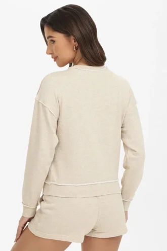 Bluza z okrągłym dekoltem z francuskiej dzianiny frotte z haftem