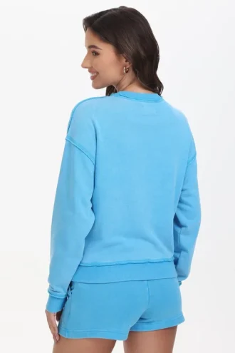 Bluza z okrągłym dekoltem z francuskiej dzianiny frotte z haftem