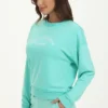 Bluza z okrągłym dekoltem z francuskiej dzianiny frotte z haftem Bluza z okrągłym dekoltem z francuskiej dzianiny frotte z haftem
