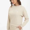 Bluza z okrągłym dekoltem z francuskiej dzianiny frotte z haftem Bluza z okrągłym dekoltem z francuskiej dzianiny frotte z haftem