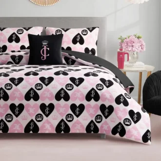 Dwustronny zestaw pościeli z pluszowym logo Queen Heart