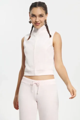Kamizelka z Cotton Velour z zamkiem błyskawicznym i stójką Kamizelka z Cotton Velour z zamkiem błyskawicznym i stójką