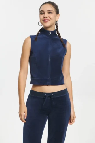 Kamizelka z Cotton Velour z zamkiem błyskawicznym i stójką Kamizelka z Cotton Velour z zamkiem błyskawicznym i stójką