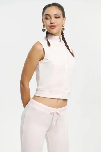 Kamizelka z Cotton Velour z zamkiem błyskawicznym i stójką Kamizelka z Cotton Velour z zamkiem błyskawicznym i stójką