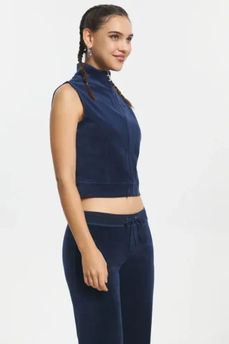 Kamizelka z Cotton Velour z zamkiem błyskawicznym i stójką Kamizelka z Cotton Velour z zamkiem błyskawicznym i stójką