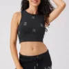 Krótki top bez rękawów Angel Couture z drobnymi kryształkami Krótki top bez rękawów Angel Couture z drobnymi kryształkami