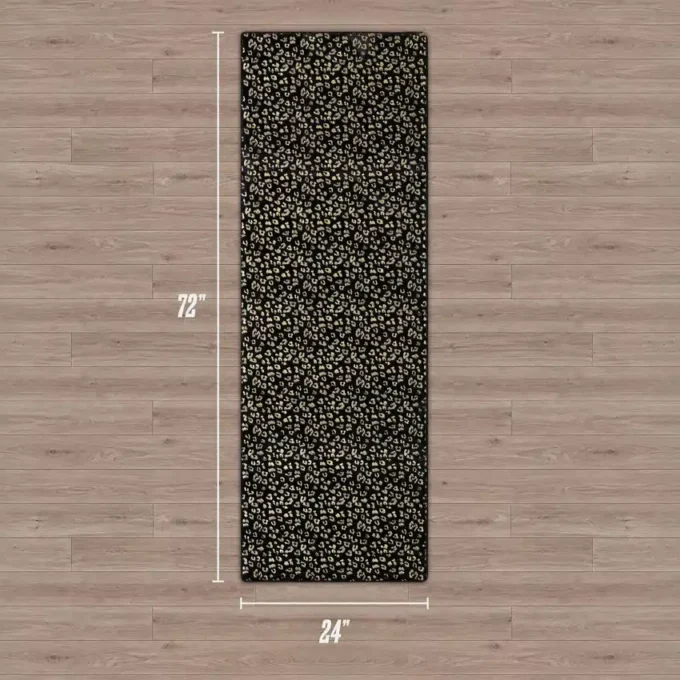 Metaliczny pluszowy dywanik w panterkę, 2′ x 6′