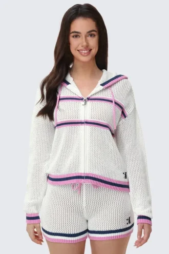 Bluza z kapturem z siateczki zapinana na zamek Bluza z kapturem z siateczki zapinana na zamek