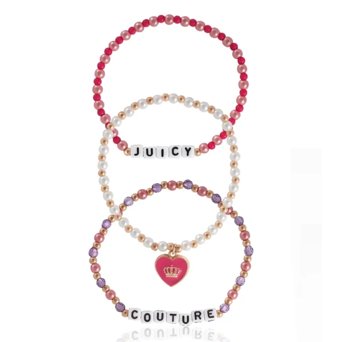 Zestaw 3 bransoletek z koralikami i zawieszką w kształcie serca Juicy dla dzieci Zestaw 3 bransoletek z koralikami i zawieszką w kształcie serca Juicy dla dzieci