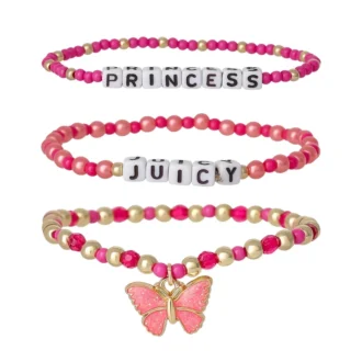Zestaw bransoletek z koralików Kids Juicy Pink Butterfly
