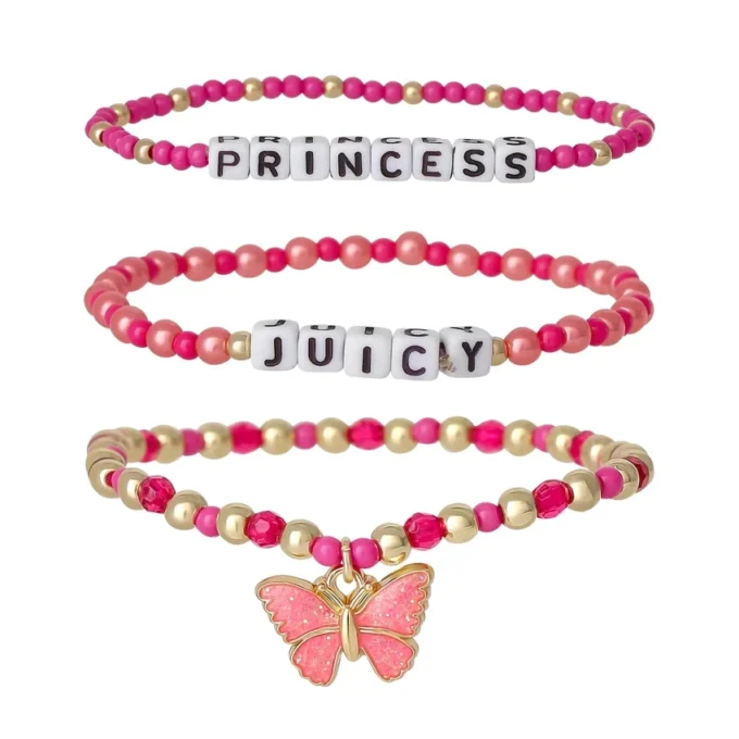 Zestaw bransoletek z koralików Kids Juicy Pink Butterfly Zestaw bransoletek z koralików Kids Juicy Pink Butterfly
